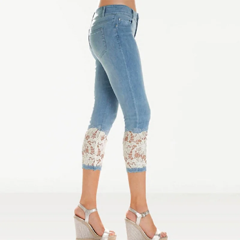 Amy Fashion - Skinny Cropped Jeggings Denim Pants Stretch 3/4 Trousers