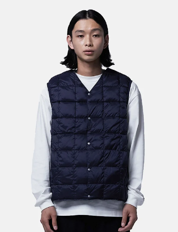 Taion V Neck Down Vest - Navy Blue